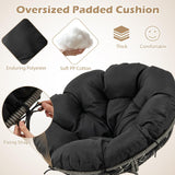 Tangkula PE Wicker Papasan Chair with 360° Swivel Base