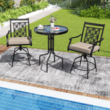 Tangkula Outdoor Swivel Bar Stools Set, Bar Height Patio Chairs with Seat Cushions