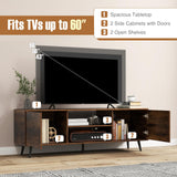 Tangkula TV Stand for 60" TVs, Entertain Center w/Power Outlets