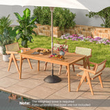 Tangkula 6-Person Outdoor Acacia Wood Dining Table, 67” x 35” Rectangular Bistro Table with 1.96” Umbrella Hole