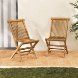 Tangkula Patio Folding Chairs Set of 2/4, Outdoor Teak Wood Chairs w/Slatted Seat & Backrest, X-Shaped Frame