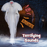 Tangkula 8.3 ft Halloween Standing Haunted Angel, Voice Activated Animatronic Ghost w/Lighted Eyes