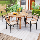 Tangkula Outdoor Round Dining Table for 4-6 People