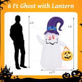 Tangkula 6 FT Halloween Inflatable Cute Ghost with Jack-O-Lantern