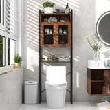 Tangkula Over The Toilet Storage Cabinet, 5-Tier Bathroom Space Saver w/2 Metal Mesh Doors & 3-Position Adjustable Shelf