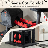 Tangkula Gothic Cat Tree, 49 Inch Black Cat Tower with Coffin Cat Bed, 2 Cat Condos, Scratching Posts