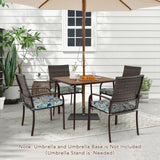 Tangkula Patio Square Dining Table, 35” x 35” Large Outdoor Table w/Wood-Plastic Tabletop & Metal Legs