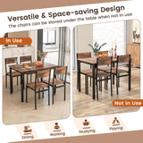 Tangkula Dining Table Set for 4, Retro Kitchen Table and Chairs Set for 4