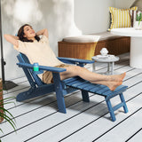 Tangkula Folding Adirondack Chair, All-Weather HIPS Lounge Chair w/Retractable Footrest & Adjustable Backrest