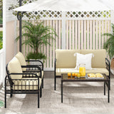 Tangkula 4 Pieces Patio Furniture Set, Outdoor Wicker Conversation Bistro Set