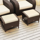 Tangkula 2 Pieces Patio PE Wicker Ottomans with Removable Cushions