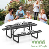 Tangkula 6 Ft Picnic Table, 8 Person Rectangular Commercial Grade Outdoor Picnic Table with 2 Built-in Benches