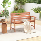 Tangkula 48 Inch Hardwood Patio Bench, Wood 2-Seat Chair with Breathable Slatted Seat & Inclined Backrest