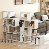 Tangkula S-Shaped Bookshelf, 5-Tier Modern Geometric Stepped Bookcase with Anti-Tipping Kits