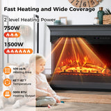 Tangkula 24 Inches 3-Sided Electric Fireplace Insert, 5,000 BTU Fireplace Log Heater with Remote Control