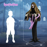 Tangkula 5.6 FT Halloween Animated Vampire with Creepy Doll, LED Eyes, Vocally Triggered Sound & Motion Effects