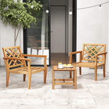 Tangkula Patio Dinning Chair, Teak Wood Armchair with Cozy Backrest and Armrests