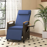 Tangkula Patio Wicker Recliner Chair, Rattan Lounge Chair w/Adjustable Backrest & Footrest