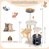 Tangkula Cat Tree Tower, 50 Inch Multi-Level Cat Tower with Cat Condo