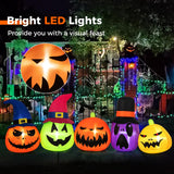 Tangkula 9 FT Inflatable Halloween Pumpkin Patch Family, Blow up Yard Decoration with Built-in LED Lights and Witch Hats