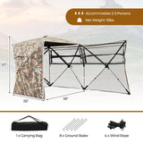 Tangkula 2-3 Person Hunting Blind with Full Open Door, 360 Degree See Through Ground Blind with Silent Slide Windows