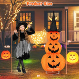 Tangkula 5 FT Lighted Halloween Collapsible Stacked Pumpkins with Witch Hat, 100 LED Lights