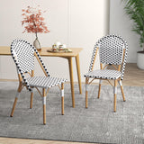 Tangkula French Bistro Chair Set, Outdoor Armless Dining Chairs with Hand-Woven Rattan