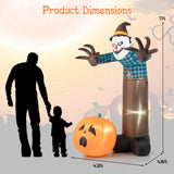 Tangkula 7 FT Halloween Inflatable Haunted Scarecrow, Blow up Yard Decoration with Built-in LED Lights