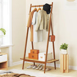 Tangkula Bamboo Clothing Rack, 65.5” Clothes Rack with Top Hanging Rod