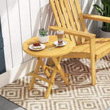 Tangkula Patio Folding Side Table, Teak Wood Round Coffee Table w/X-Shaped Legs & Slatted Tabletop, 20"D x 20"W x 20"H