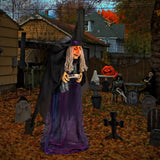 Tangkula 6 FT Halloween Standing Animated Witch with Candy Dish