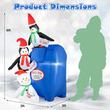 Tangkula 6 FT Lighted Christmas Inflatable Decoration, Inflatable North Pole Mailbox with Penguins and Snowman