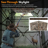 Tangkula 3-in-1 Hunting Blind for 2-4 Person, 360 Degree See Through Ground Blind with Skylight