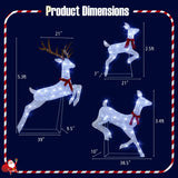 Tangkula 3-Piece Christmas Lighted Reindeer Family Set, Xmas Pre-Lit Reindeer with 255 Cold White LED Lights