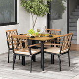 Tangkula 5 Pieces Patio Dining Set, 42.5” Square Acacia Wood Dining Table with 1.9” Umbrella Hole