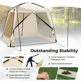 Tangkula 10ft x 10ft Screened Canopy Tent, Screen Shelter Gazebo w/Vestibule, Zippered Door, 6-8 Person Portable Camping Tent