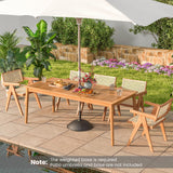 Tangkula 8-Person Outdoor Acacia Wood Dining Table, 79” x 35” Rectangular Bistro Table with 1.96” Umbrella Hole