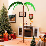 Tangkula Artificial Lighted Palm Tree, 7.5 FT Coconut Plam Tree w/ 4 Fronds & Metal Base