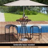 Tangkula 28” Outdoor Bar Table, Round Bar Height Table with Wood-Like Tabletop