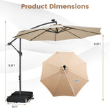 TANGKULA 10FT Hanging Offset Umbrella, Cantilever Umbrella with 32 LED Lights