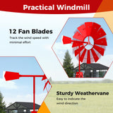 Tangkula 8.3FT Windmill Yard Garden Metal Ornamental Wind Mill Weather Vane Weather Resistant