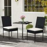 Tangkula Wicker Patio Dining Chairs, Outdoor Armless Wicker Chairs with Cushions, Backrest, Sturdy Metal Frame