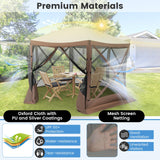 Tangkula 11.5x11.5 Ft Pop Up Gazebo with Netting, Portable Screen Tent with 6 Sided Mesh Walls