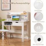 Tangkula White Computer Desk with Hutch, Home Office Writing Desk