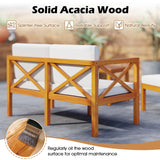 Tangkula 5 Pieces Acacia Wood Patio Chaise Lounge Chair Set with Ottomans and Cushions