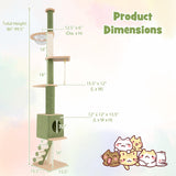 Tangkula Floor to Ceiling Cat Tree, 5 Tier Tall Cat Tower with 86”-99.5” Adjustable Height