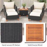 Tangkula 5 Pieces Patio Furniture Set, PE Rattan Chairs with Storage Table