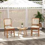 Tangkula Boho Dining Chairs, Natural Rattan Living Room Chairs with Teak Wood Structure & Footrests