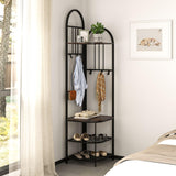 Tangkula Corner Hall Tree, 71 Inch Tall Entryway Coat Rack with Shoe Bench & 4 Storage Shelves