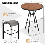 Tangkula 5 PCS Outdoor Bar Table Set, 28” Round Bar Height Table with 4 Bar Stools